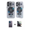 MARSİLYAN™- iPhone 12 Pro Max Kılıf Nova Doku Koleksiyonu - Şeffaf Temperli Cam Ekran Koruyucu + Neon Fosforlu Kamera Lens - MI