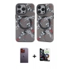 MARSİLYAN™- iPhone 12 Pro Max Kılıf Nova Doku Koleksiyonu - Şeffaf Temperli Cam Ekran Koruyucu + Neon Fosforlu Kamera Lens - TU