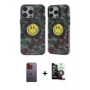 MARSİLYAN™- iPhone 12 Pro Max Kılıf Nova Doku Koleksiyonu - Şeffaf Temperli Cam Ekran Koruyucu + Neon Fosforlu Kamera Lens - TU