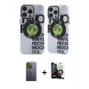 MARSİLYAN™- iPhone 12 Pro Max Kılıf Nova Doku Koleksiyonu - Şeffaf Temperli Cam Ekran Koruyucu + Neon Fosforlu Kamera Lens - YL