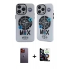 MARSİLYAN™- iPhone 12 Pro Max Kılıf Nova Doku Koleksiyonu - Şeffaf Temperli Cam Ekran Koruyucu + Neon Fosforlu Kamera Lens - TU