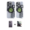 MARSİLYAN™- iPhone 12 Pro Max Kılıf Nova Doku Koleksiyonu - Şeffaf Temperli Cam Ekran Koruyucu + Neon Fosforlu Kamera Lens - BZ