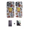 MARSİLYAN™- iPhone 12 Pro Max Kılıf Nova Doku Koleksiyonu - Şeffaf Temperli Cam Ekran Koruyucu + Neon Fosforlu Kamera Lens - BZ