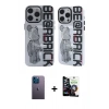 MARSİLYAN™- iPhone 12 Pro Max Kılıf Nova Doku Koleksiyonu - Şeffaf Temperli Cam Ekran Koruyucu + Neon Fosforlu Kamera Lens - MI