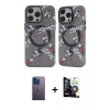 MARSİLYAN™- iPhone 12 Pro Max Kılıf Nova Doku Koleksiyonu - Şeffaf Temperli Cam Ekran Koruyucu + Neon Fosforlu Kamera Lens - MI