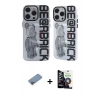 MARSİLYAN™- iPhone 12 Pro Max Kılıf Nova Doku Koleksiyonu - Şeffaf Temperli Cam Ekran Koruyucu + Pembe Shine Kamera Lens Koruma Cam
