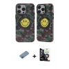 MARSİLYAN™- iPhone 12 Pro Max Kılıf Nova Doku Koleksiyonu - Şeffaf Temperli Cam Ekran Koruyucu + Pembe Shine Kamera Lens Koruma Cam