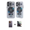 MARSİLYAN™- iPhone 12 Pro Max Kılıf Nova Doku Koleksiyonu - Şeffaf Temperli Cam Ekran Koruyucu + Neon Fosforlu Kamera Lens - SI