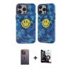 MARSİLYAN™- iPhone 12 Pro Max Kılıf Nova Doku Koleksiyonu - Şeffaf Temperli Cam Ekran Koruyucu + Neon Fosforlu Kamera Lens - SI