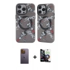 MARSİLYAN™- iPhone 12 Pro Max Kılıf Nova Doku Koleksiyonu - Şeffaf Temperli Cam Ekran Koruyucu + Neon Fosforlu Kamera Lens - SI