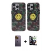 MARSİLYAN™- iPhone 12 Pro Max Kılıf Nova Doku Koleksiyonu - Şeffaf Temperli Cam Ekran Koruyucu + Neon Fosforlu Kamera Lens - SI