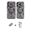 MARSİLYAN™- iPhone 12 Pro Max Kılıf Nova Doku Koleksiyonu - Şeffaf Uv Polymer Nano Ekran Koruyucu + Gökkuşağı Shine Kamera Lens Koruma Cam