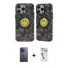 MARSİLYAN™- iPhone 12 Pro Max Kılıf Nova Doku Koleksiyonu - Şeffaf Uv Polymer Nano Ekran Koruyucu + Neon Fosforlu Kamera Lens - MI