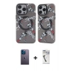 MARSİLYAN™- iPhone 12 Pro Max Kılıf Nova Doku Koleksiyonu - Şeffaf Uv Polymer Nano Ekran Koruyucu + Neon Fosforlu Kamera Lens - MI