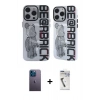 MARSİLYAN™- iPhone 12 Pro Max Kılıf Nova Doku Koleksiyonu - Şeffaf Uv Polymer Nano Ekran Koruyucu + Neon Fosforlu Kamera Lens - MI