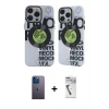 MARSİLYAN™- iPhone 12 Pro Max Kılıf Nova Doku Koleksiyonu - Şeffaf Uv Polymer Nano Ekran Koruyucu + Neon Fosforlu Kamera Lens - MI
