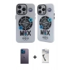 MARSİLYAN™- iPhone 12 Pro Max Kılıf Nova Doku Koleksiyonu - Şeffaf Uv Polymer Nano Ekran Koruyucu + Neon Fosforlu Kamera Lens - MI