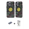 MARSİLYAN™- iPhone 12 Pro Max Kılıf Nova Doku Koleksiyonu - Şeffaf Uv Polymer Nano Ekran Koruyucu + Renkli Kamera Lens Koruma Cam - MI