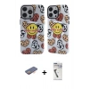 MARSİLYAN™- iPhone 12 Pro Max Kılıf Nova Doku Koleksiyonu - Şeffaf Uv Polymer Nano Ekran Koruyucu + Renkli Kamera Lens Koruma Cam - TU