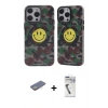 MARSİLYAN™- iPhone 12 Pro Max Kılıf Nova Doku Koleksiyonu - Şeffaf Uv Polymer Nano Ekran Koruyucu + Renkli Kamera Lens Koruma Cam - SI