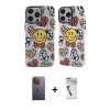 MARSİLYAN™- iPhone 12 Pro Max Kılıf Nova Doku Koleksiyonu - Şeffaf Uv Polymer Nano Ekran Koruyucu + Sarı Neon Fosforlu Kamera Lens