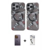 MARSİLYAN™- iPhone 12 Pro Max Kılıf Nova Doku Koleksiyonu - Şeffaf Uv Polymer Nano Ekran Koruyucu + Sarı Neon Fosforlu Kamera Lens