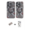 MARSİLYAN™- iPhone 12 Pro Max Kılıf Nova Doku Koleksiyonu - Şeffaf Uv Polymer Nano Ekran Koruyucu + Shine Kamera Lens Koruma Cam - SABE