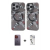 MARSİLYAN™- iPhone 12 Pro Max Kılıf Nova Doku Koleksiyonu - Şeffaf Uv Polymer Nano Ekran Koruyucu + Neon Fosforlu Kamera Lens - TU