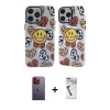 MARSİLYAN™- iPhone 12 Pro Max Kılıf Nova Doku Koleksiyonu - Şeffaf Uv Polymer Nano Ekran Koruyucu + Neon Fosforlu Kamera Lens - TU