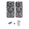 MARSİLYAN™- iPhone 12 Pro Max Kılıf Nova Doku Koleksiyonu - Şeffaf Uv Polymer Nano Ekran Koruyucu + Yeşil Renkli Kamera Lens Koruma Cam