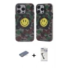 MARSİLYAN™- iPhone 12 Pro Max Kılıf Nova Doku Koleksiyonu - Şeffaf Uv Polymer Nano Ekran Koruyucu + Yeşil Renkli Kamera Lens Koruma Cam