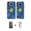 MARSİLYAN™- iPhone 12 Pro Max Kılıf Nova Doku Koleksiyonu - Şeffaf Uv Polymer Nano Ekran Koruyucu + Yeşil Neon Fosforlu Kamera Lens