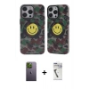 MARSİLYAN™- iPhone 12 Pro Max Kılıf Nova Doku Koleksiyonu - Şeffaf Uv Polymer Nano Ekran Koruyucu + Yeşil Neon Fosforlu Kamera Lens