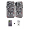 MARSİLYAN™- iPhone 12 Pro Max Kılıf Nova Doku Koleksiyonu - Şeffaf Uv Polymer Nano Ekran Koruyucu + Yeşil Neon Fosforlu Kamera Lens