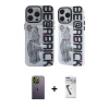 MARSİLYAN™- iPhone 12 Pro Max Kılıf Nova Doku Koleksiyonu - Şeffaf Uv Polymer Nano Ekran Koruyucu + Yeşil Neon Fosforlu Kamera Lens