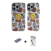 MARSİLYAN™- iPhone 12 Pro Max Kılıf Nova Doku Koleksiyonu - Şeffaf Uv Polymer Nano Ekran Koruyucu + Yeşil Renkli Kamera Lens Koruma Cam