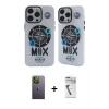 MARSİLYAN™- iPhone 12 Pro Max Kılıf Nova Doku Koleksiyonu - Şeffaf Uv Polymer Nano Ekran Koruyucu + Yeşil Neon Fosforlu Kamera Lens