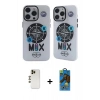 MARSİLYAN™- iPhone 12 Pro Max Kılıf Nova Doku Koleksiyonu - Siyah 18D Cam Ekran Koruyucu + Gold Shine Kamera Lens