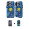 MARSİLYAN™- iPhone 12 Pro Max Kılıf Nova Doku Koleksiyonu - Siyah 18D Cam Ekran Koruyucu + Neon Fosforlu Kamera Lens - MI