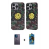 MARSİLYAN™- iPhone 12 Pro Max Kılıf Nova Doku Koleksiyonu - Siyah 18D Cam Ekran Koruyucu + Neon Fosforlu Kamera Lens - MI