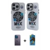 MARSİLYAN™- iPhone 12 Pro Max Kılıf Nova Doku Koleksiyonu - Siyah 18D Cam Ekran Koruyucu + Neon Fosforlu Kamera Lens - MI