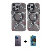 MARSİLYAN™- iPhone 12 Pro Max Kılıf Nova Doku Koleksiyonu - Siyah 18D Cam Ekran Koruyucu + Neon Fosforlu Kamera Lens - MI