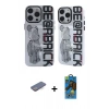 MARSİLYAN™- iPhone 12 Pro Max Kılıf Nova Doku Koleksiyonu - Siyah 18D Cam Ekran Koruyucu + Mavi Renkli Kamera Lens Koruma Cam
