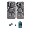 MARSİLYAN™- iPhone 12 Pro Max Kılıf Nova Doku Koleksiyonu - Siyah 18D Cam Ekran Koruyucu + Mavi Renkli Kamera Lens Koruma Cam