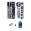MARSİLYAN™- iPhone 12 Pro Max Kılıf Nova Doku Koleksiyonu - Siyah 18D Cam Ekran Koruyucu + Mavi Shine Kamera Lens Koruma Cam
