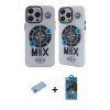 MARSİLYAN™- iPhone 12 Pro Max Kılıf Nova Doku Koleksiyonu - Siyah 18D Cam Ekran Koruyucu + Mavi Shine Kamera Lens Koruma Cam