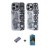 MARSİLYAN™- iPhone 12 Pro Max Kılıf Nova Doku Koleksiyonu - Siyah 18D Cam Ekran Koruyucu + Metal Kamera Lens Koruma Cam - GD