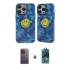 MARSİLYAN™- iPhone 12 Pro Max Kılıf Nova Doku Koleksiyonu - Siyah 18D Cam Ekran Koruyucu + Neon Fosforlu Kamera Lens - TU
