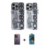MARSİLYAN™- iPhone 12 Pro Max Kılıf Nova Doku Koleksiyonu - Siyah 18D Cam Ekran Koruyucu + Neon Fosforlu Kamera Lens - TU