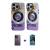 MARSİLYAN™- iPhone 12 Pro Max Kılıf Nova Doku Koleksiyonu - Siyah 18D Cam Ekran Koruyucu + Neon Fosforlu Kamera Lens - TU